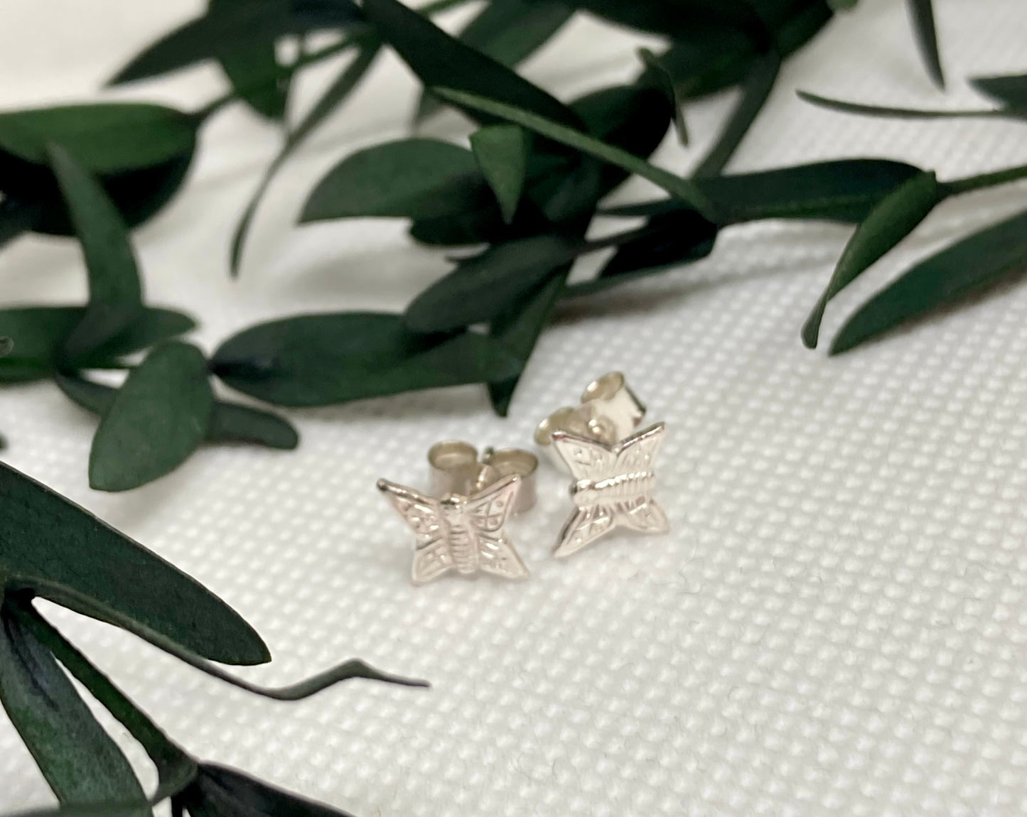 Tiny Silver Studs - Butterflies