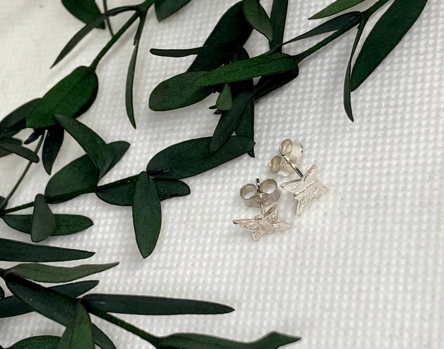Tiny Silver Studs - Butterflies