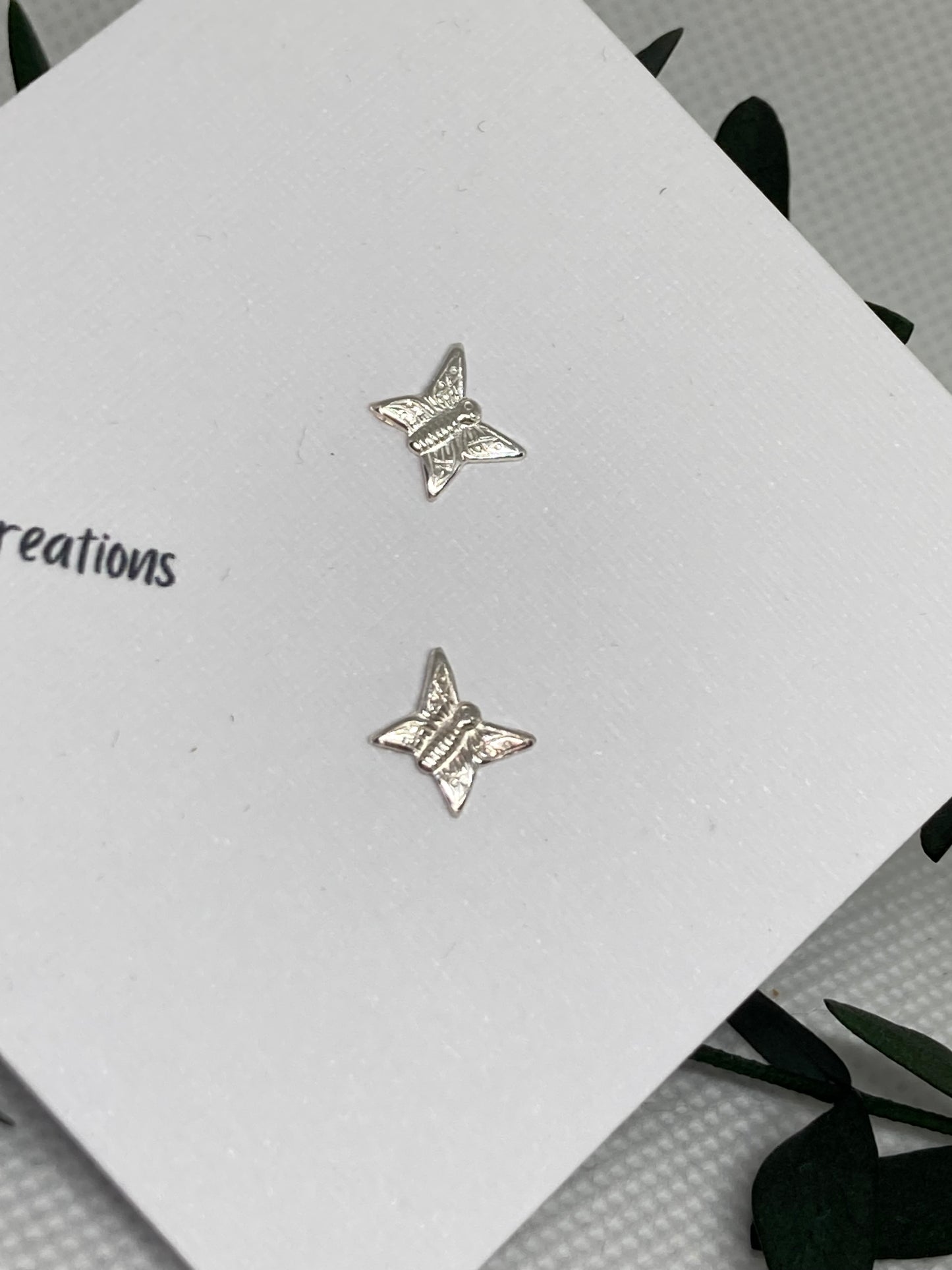 Tiny Silver Studs - Butterflies