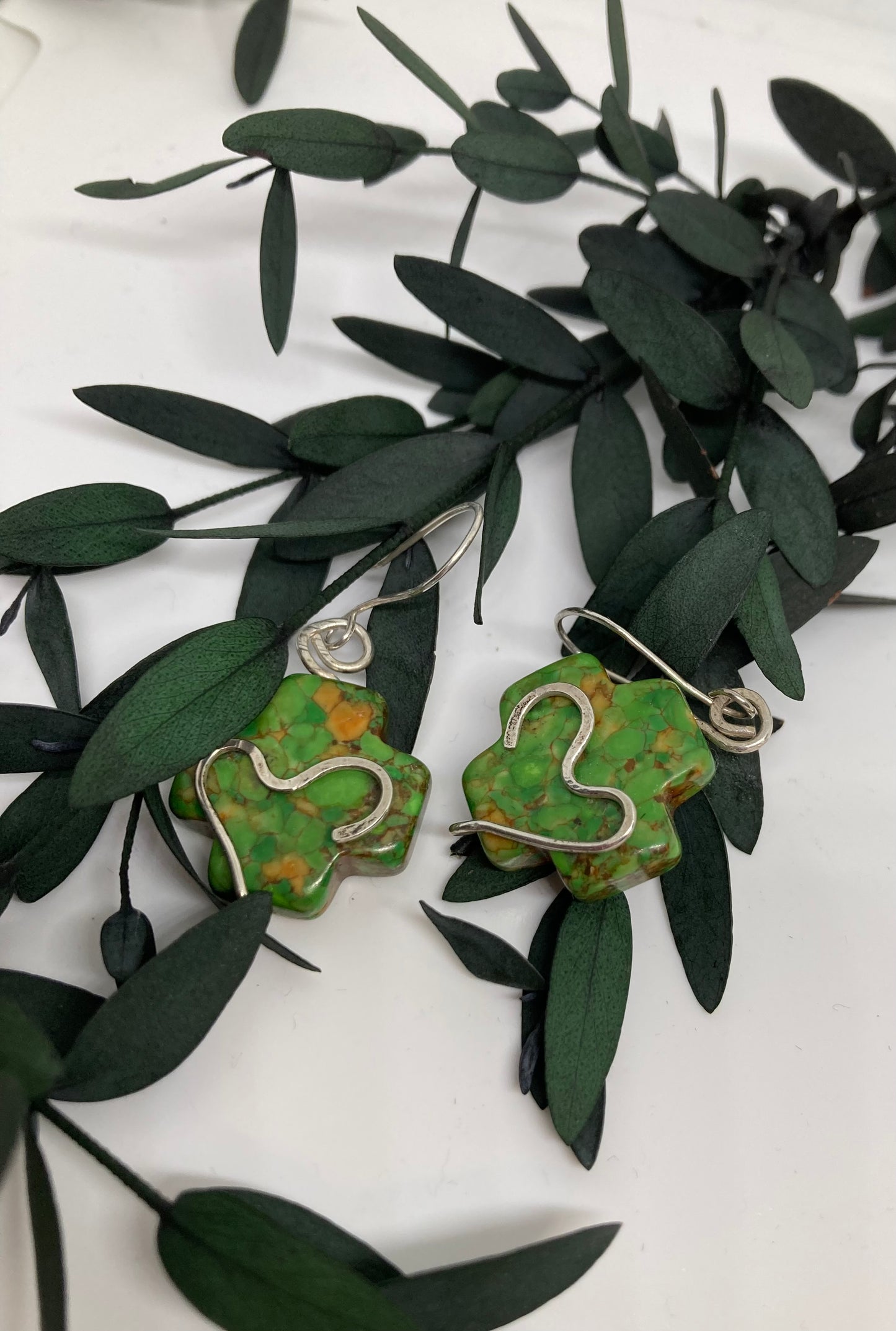 Stone Cross Earrings