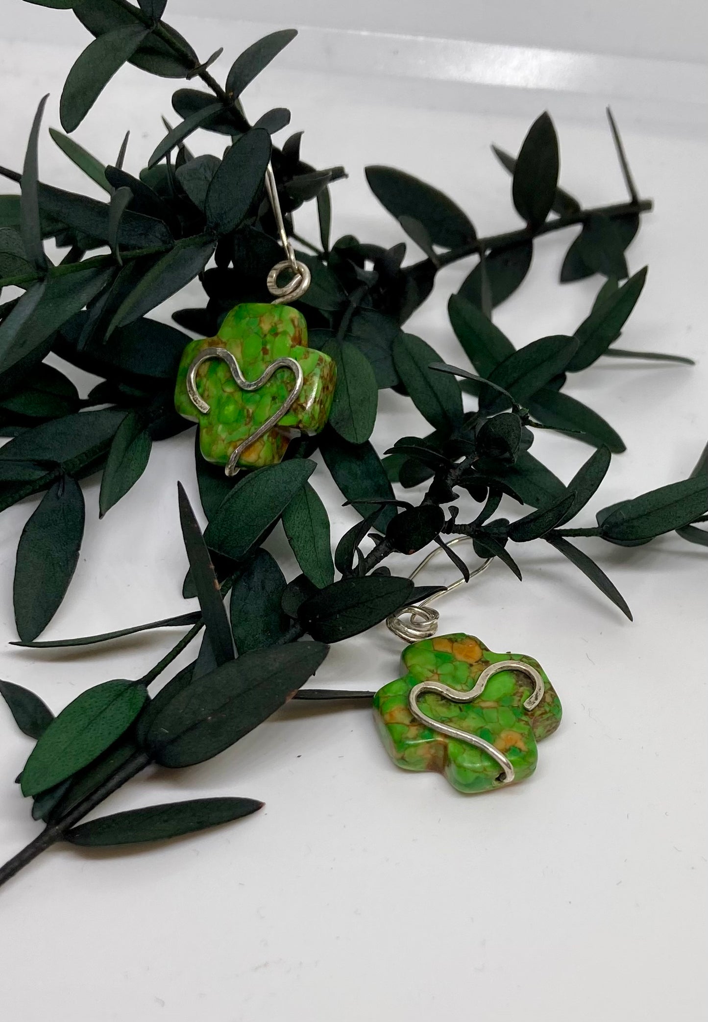 Stone Cross Earrings