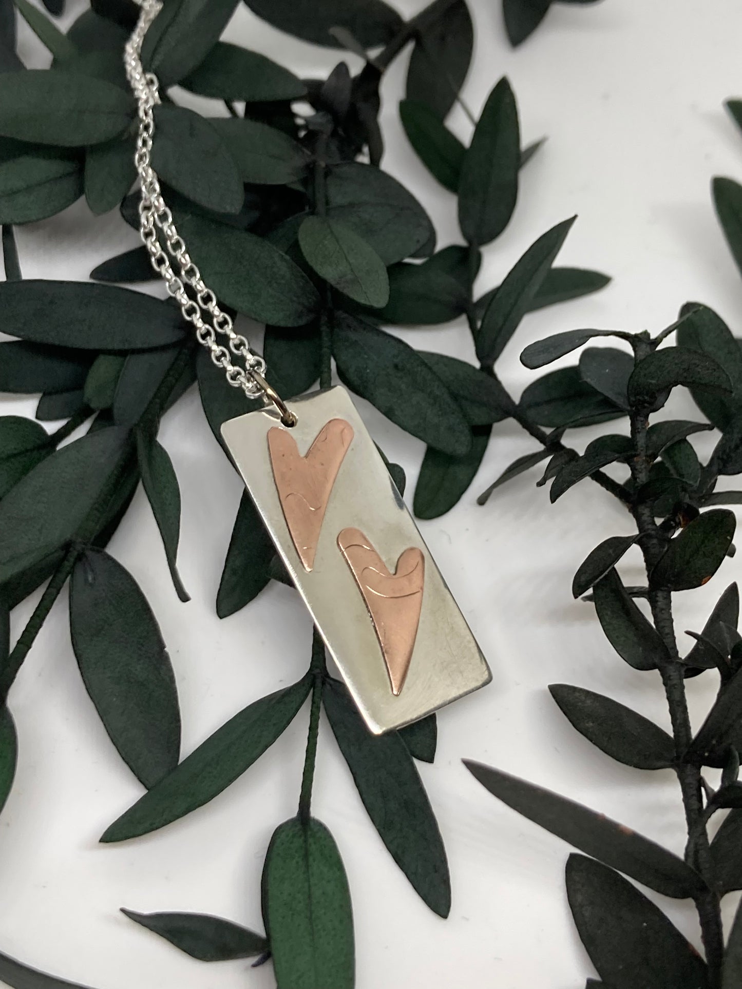 Silver & Copper Hearts Pendant