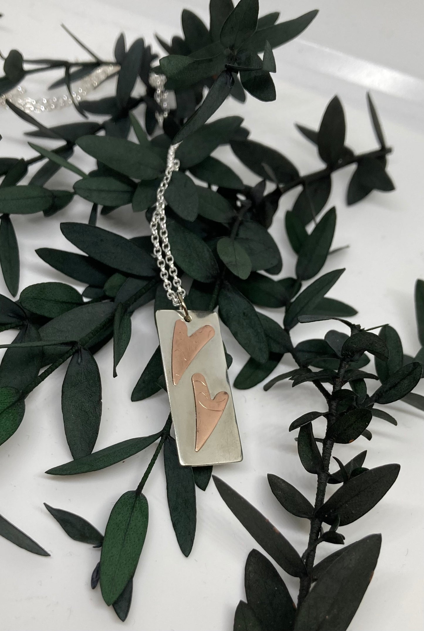 Silver & Copper Hearts Pendant