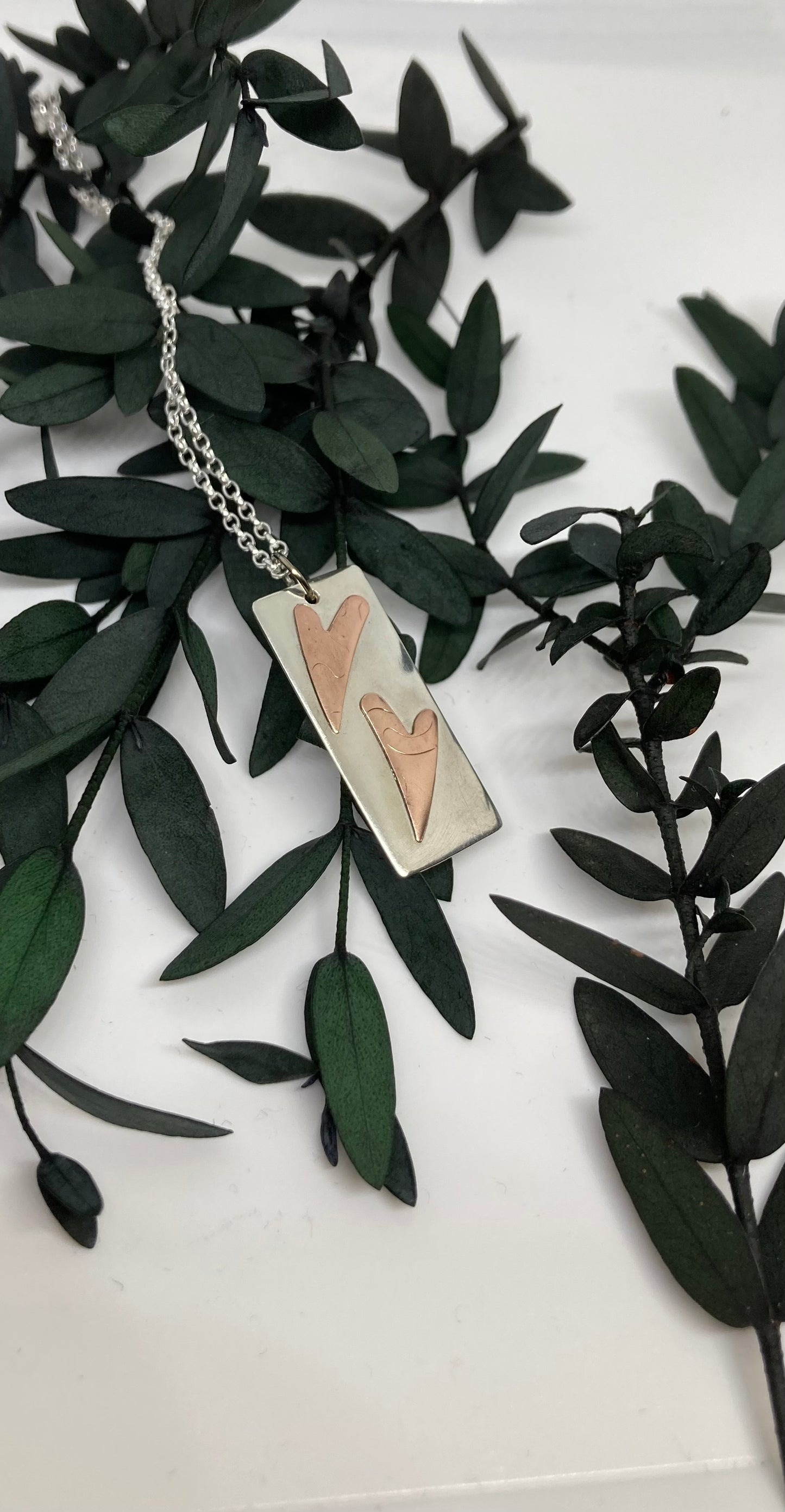 Silver & Copper Hearts Pendant