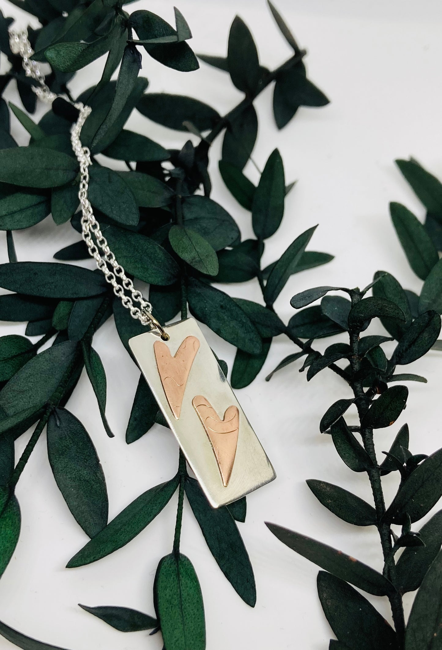 Silver & Copper Hearts Pendant