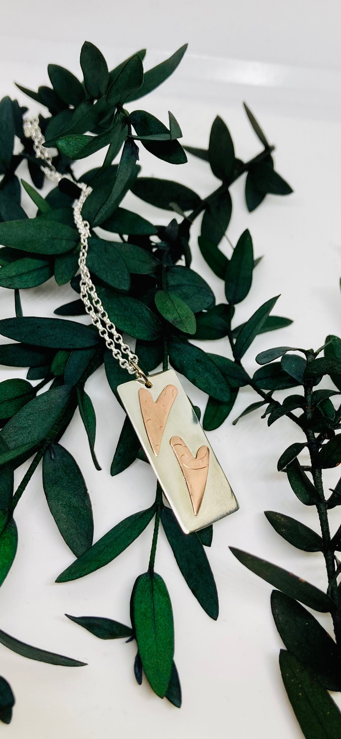 Silver & Copper Hearts Pendant