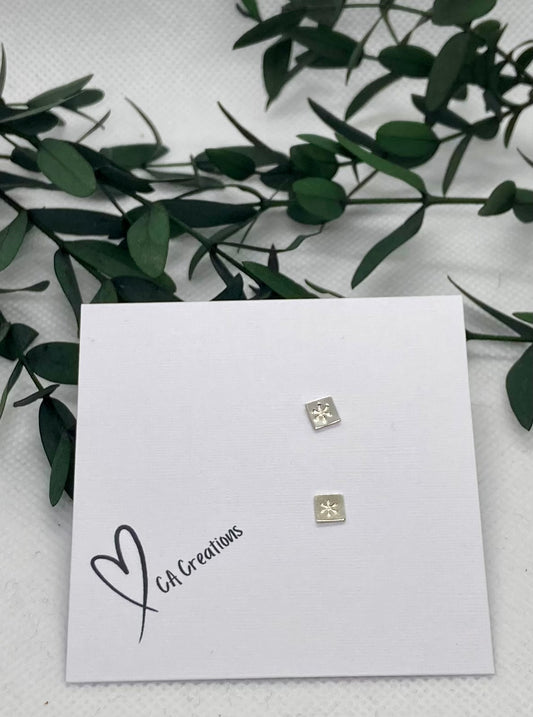 Tiny Studs - Square Snowflake