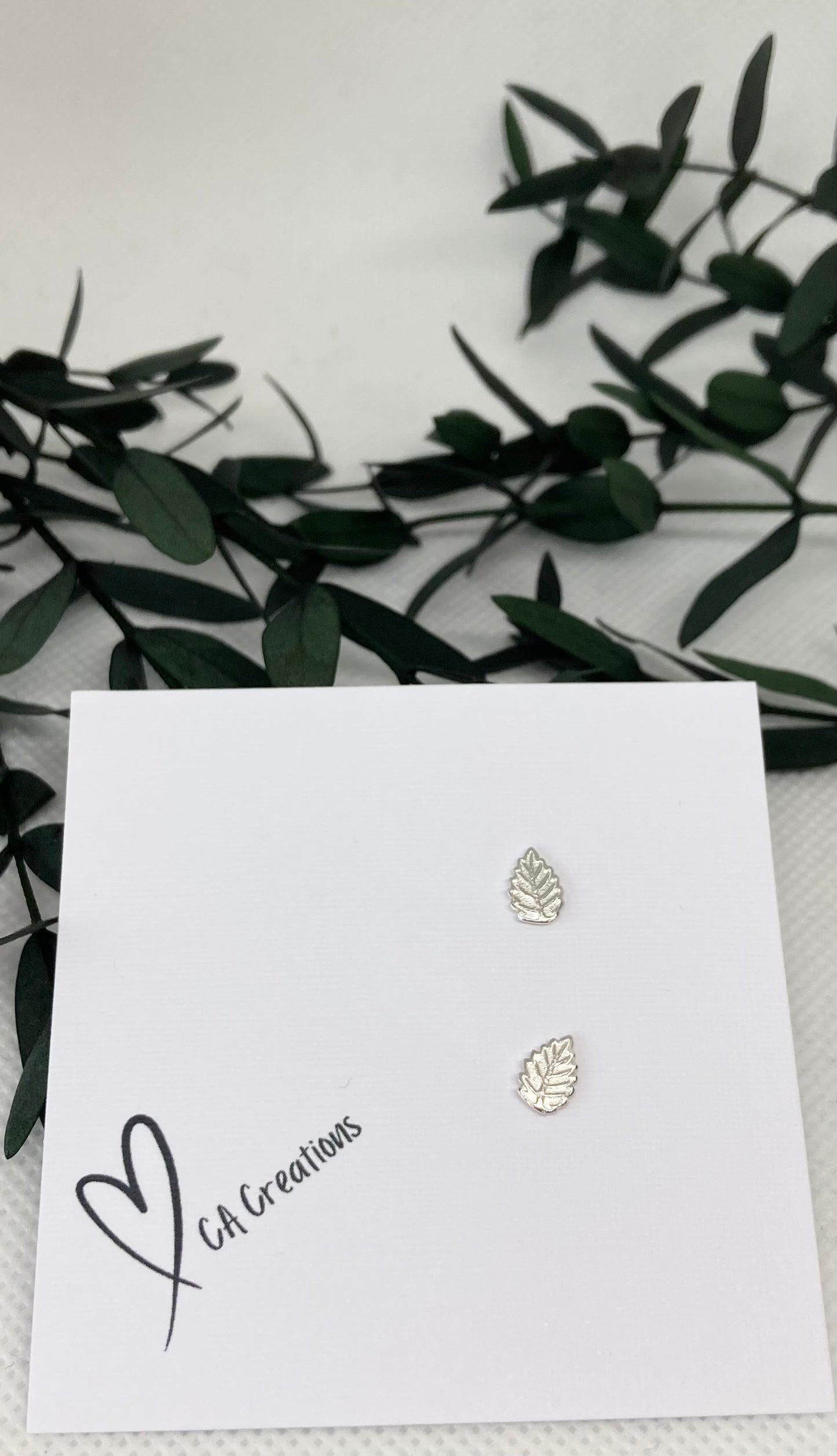 Tiny Silver Studs - Leaves