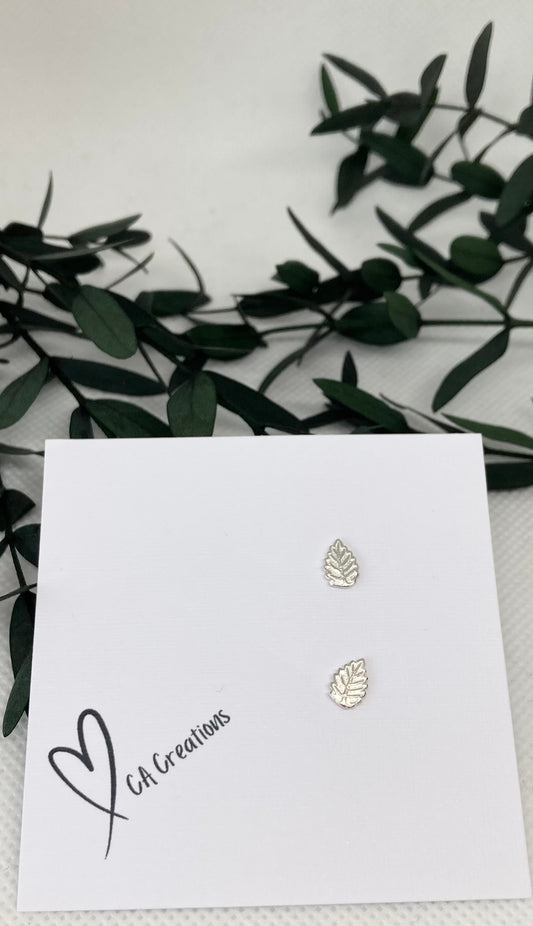 Tiny Silver Studs - Leaves