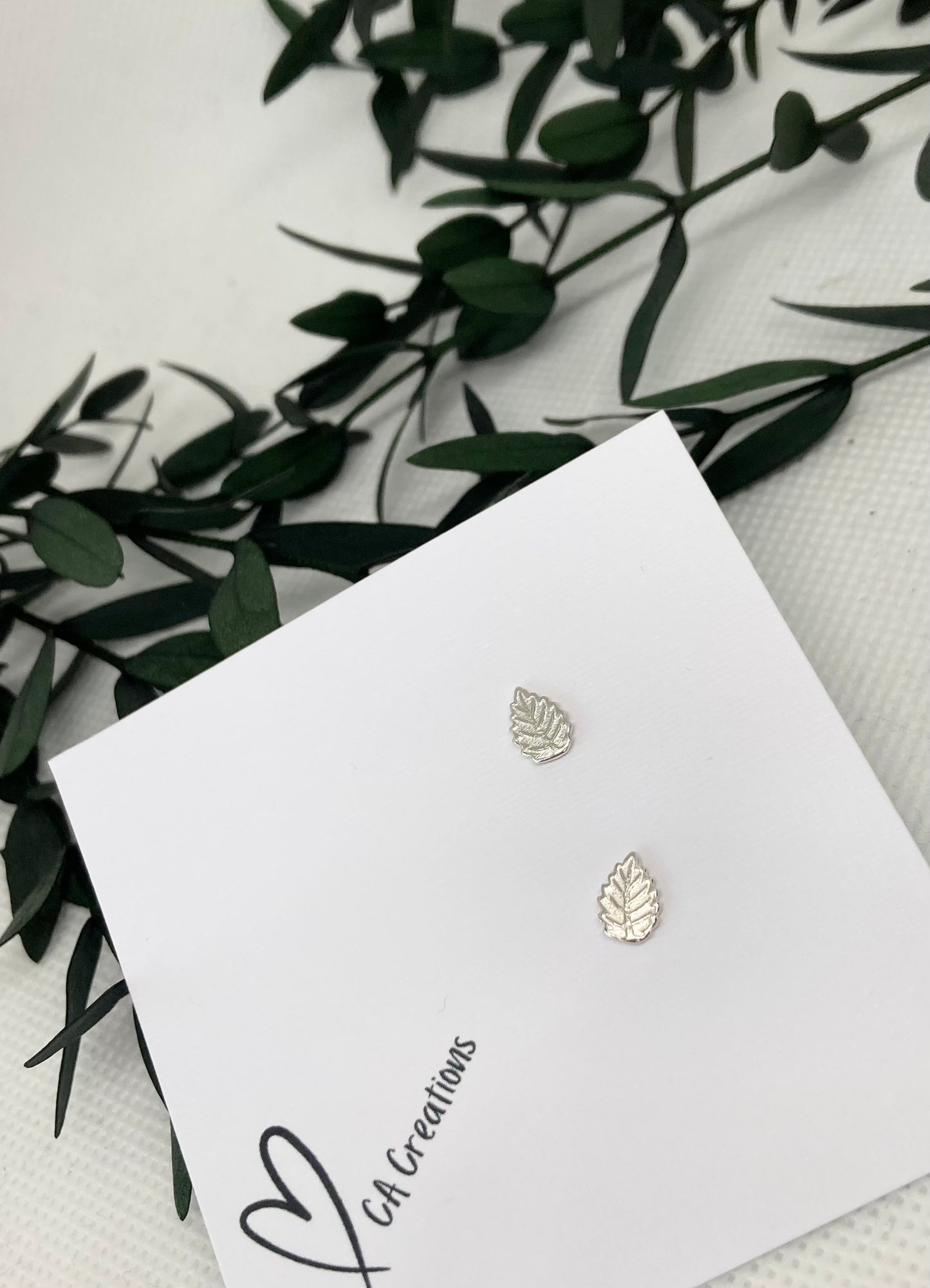 Tiny Silver Studs - Leaves