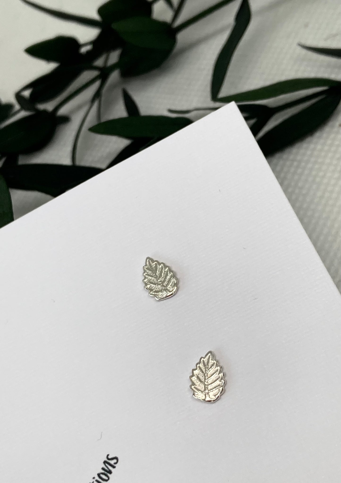 Tiny Silver Studs - Leaves