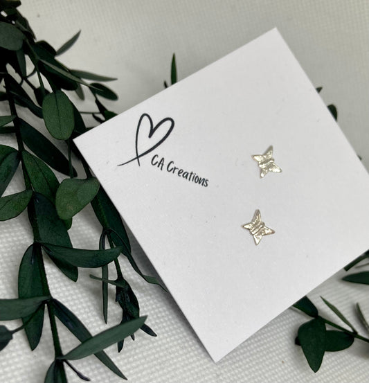 Tiny Silver Studs - Butterflies