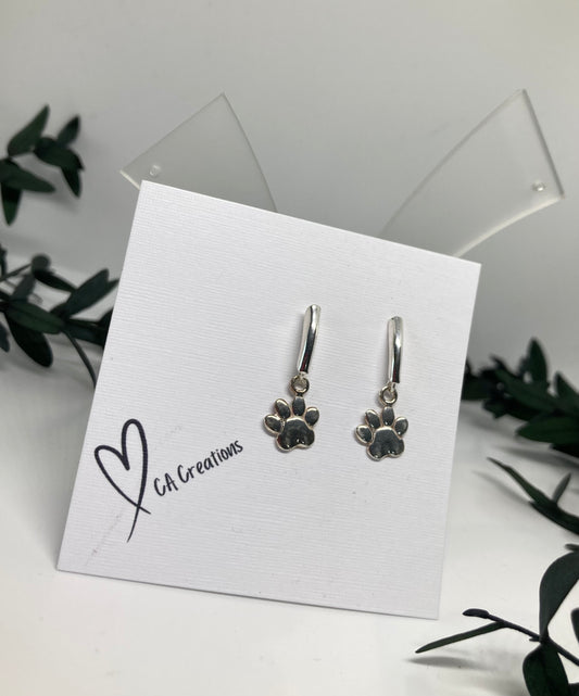 Silver Paw Ear Studs