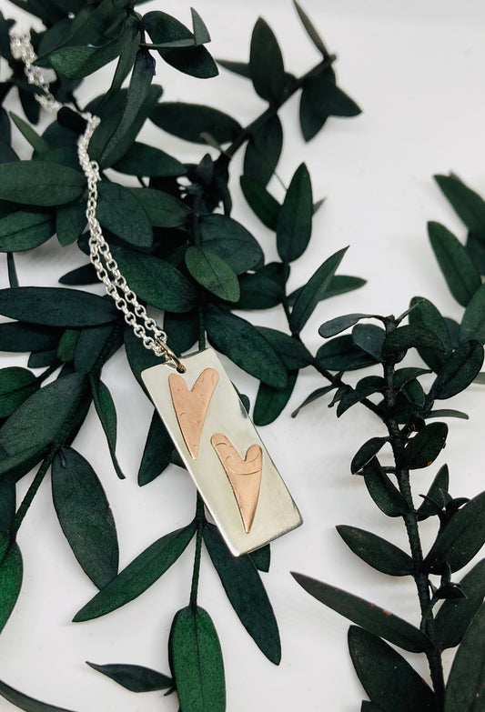 Silver & Copper Hearts Pendant