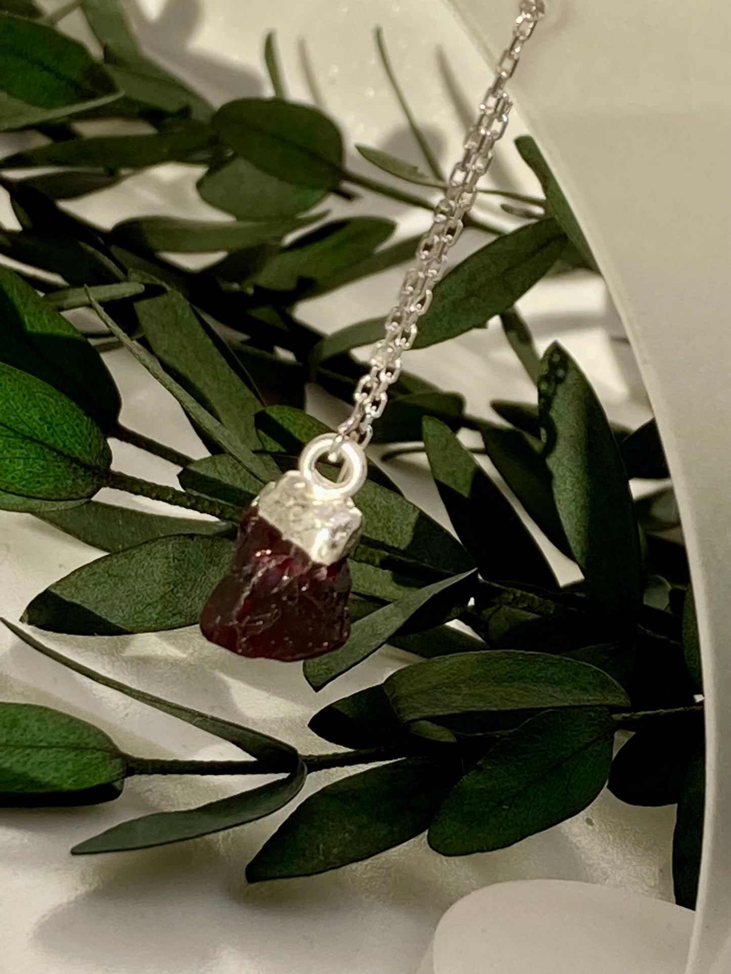 Garnet - Raw Crystal Threader Earrings