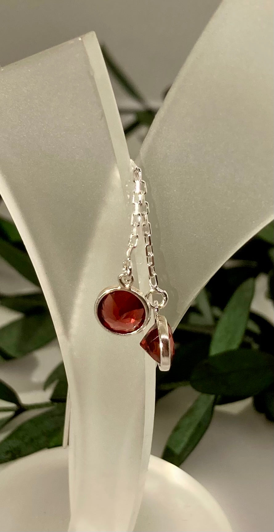 Garnet Charm Threader Earrings