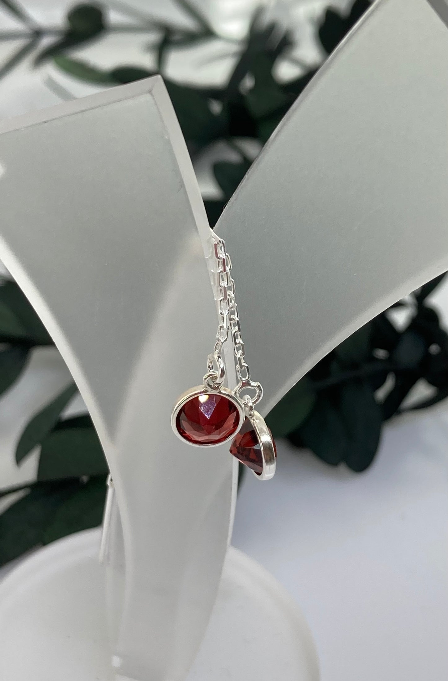 Garnet Charm Threader Earrings
