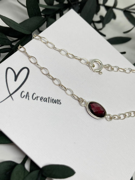 Classics - Garnet Oval Charm on Bracelet