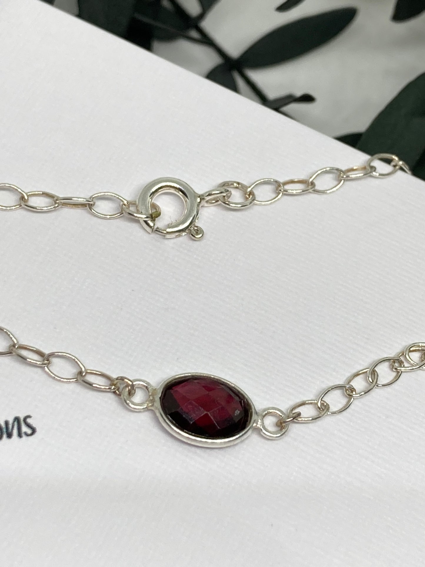 Classics - Garnet Oval Charm on Bracelet