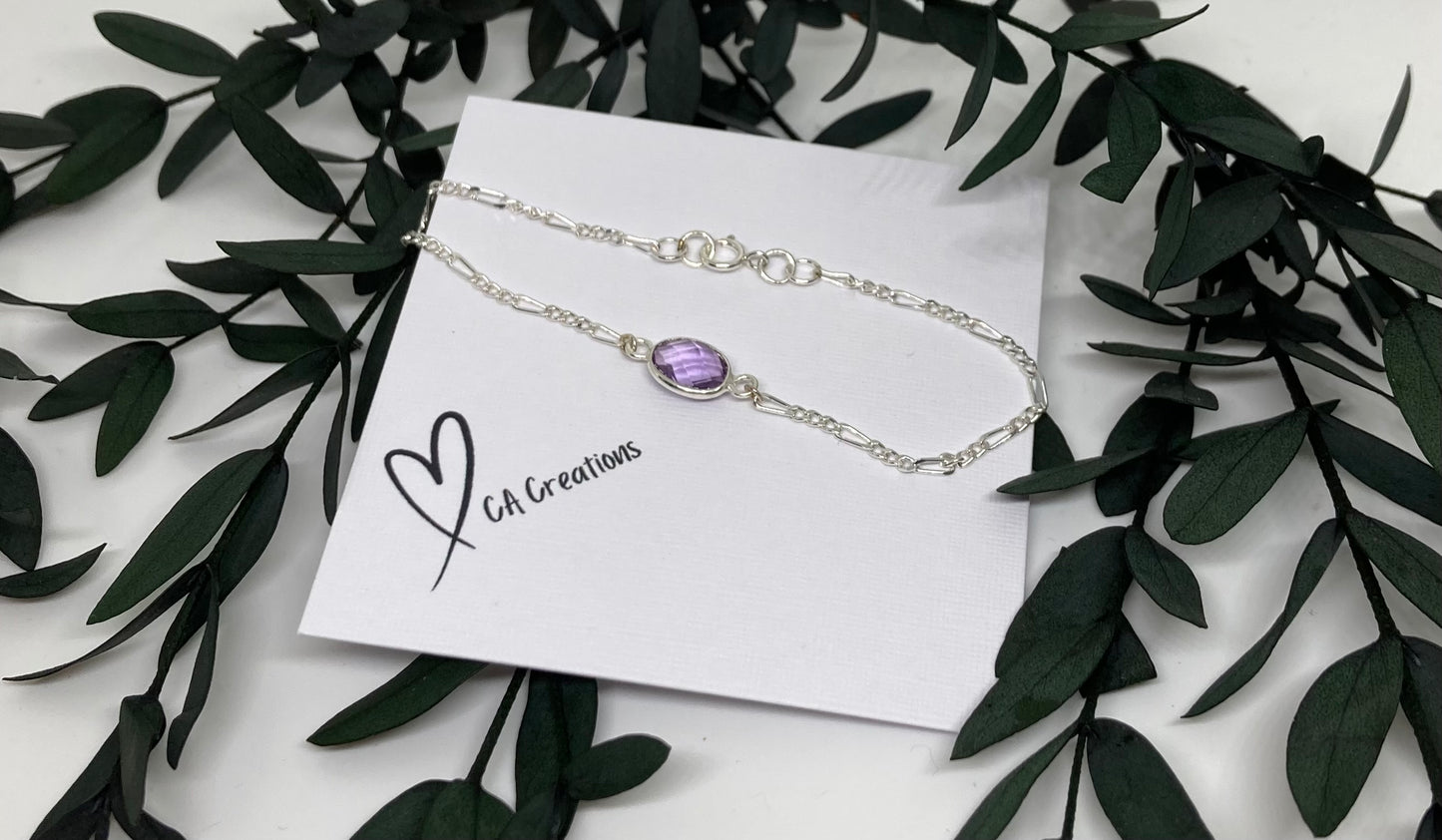 Classics - Amethyst Oval Charm Bracelet
