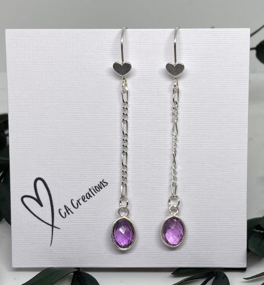 Classics - Amethyst Oval Charm Earrings