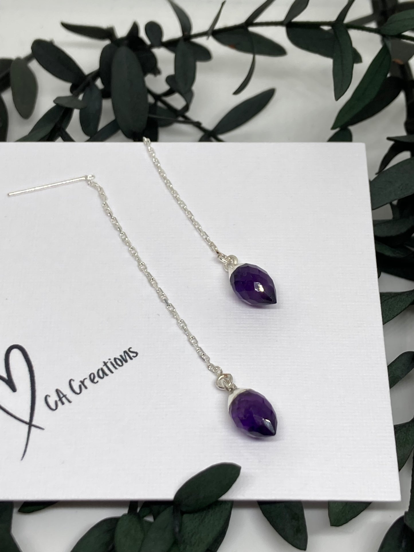 Classics - Amethyst Marquis Charm Threader Earrings