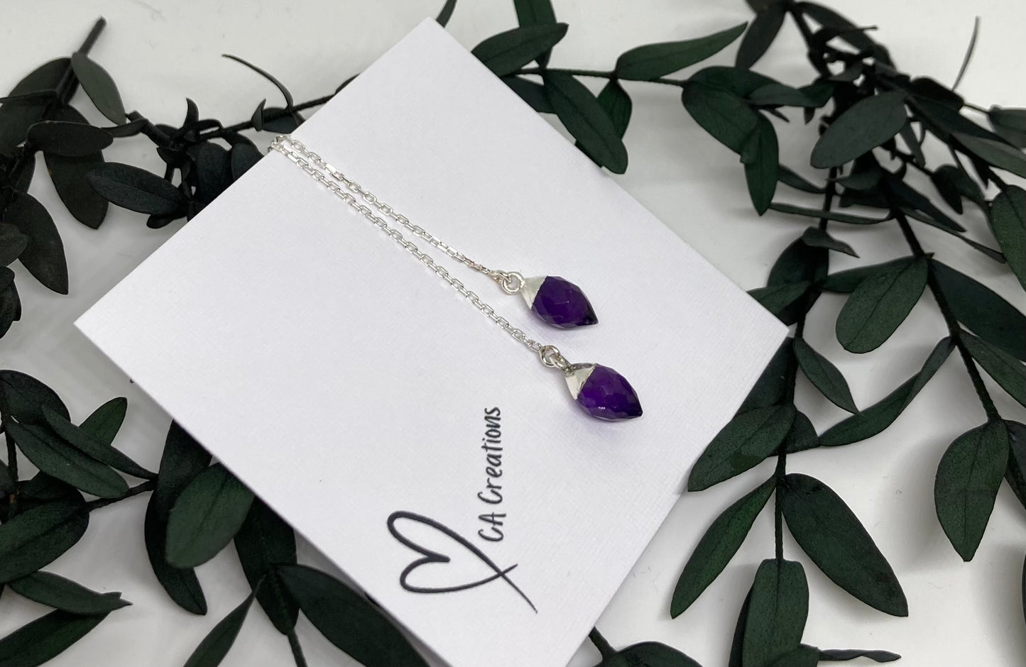 Classics - Amethyst Marquis Charm Threader Earrings