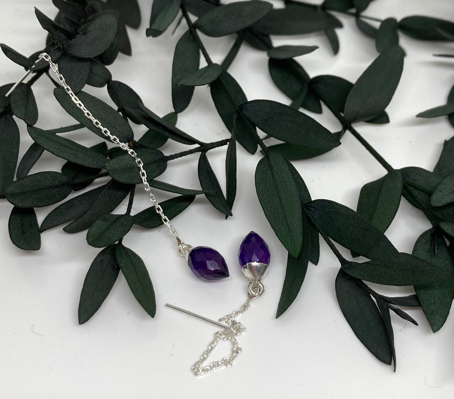 Classics - Amethyst Marquis Charm Threader Earrings