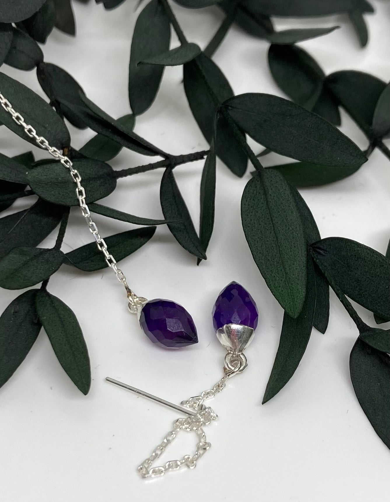 Classics - Amethyst Marquis Charm Threader Earrings