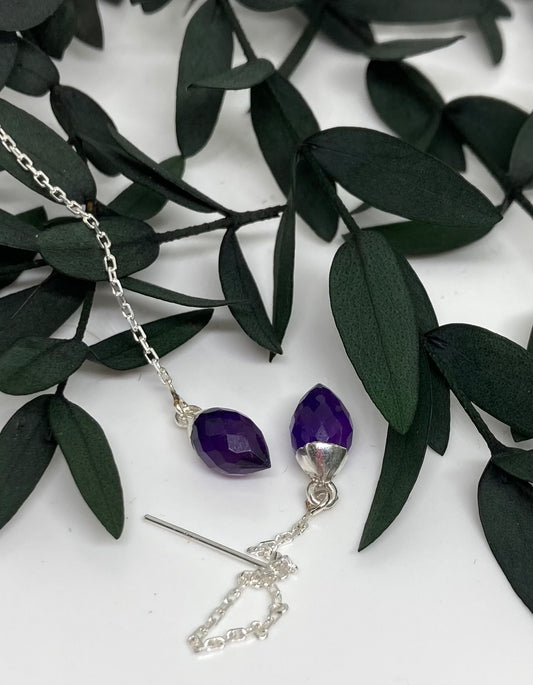 Classics - Amethyst Marquis Charm Threader Earrings