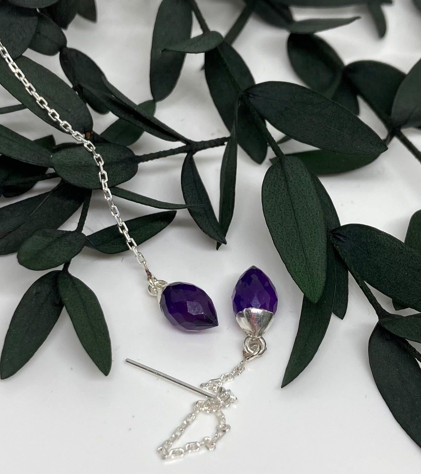 Classics - Amethyst Marquis Charm Threader Earrings