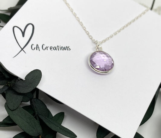 Classics - Pink Amethyst Round Charm Necklace