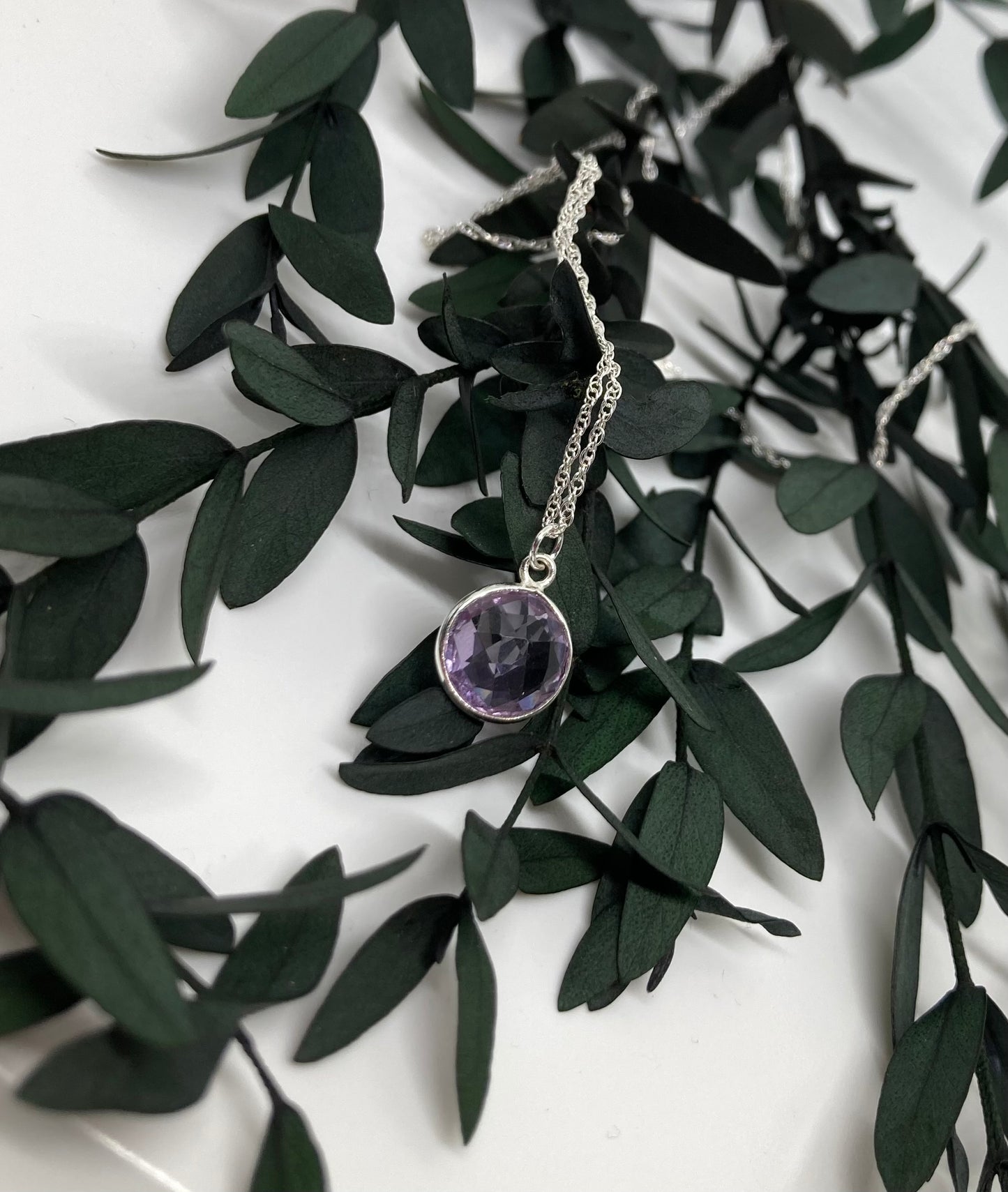 Classics - Pink Amethyst Round Charm Necklace