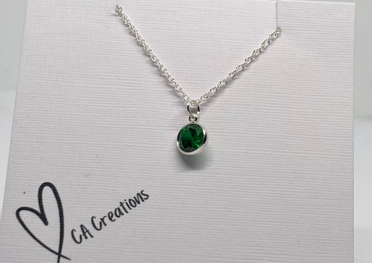 Classics - Green Cubic Zirconia Charm Necklace